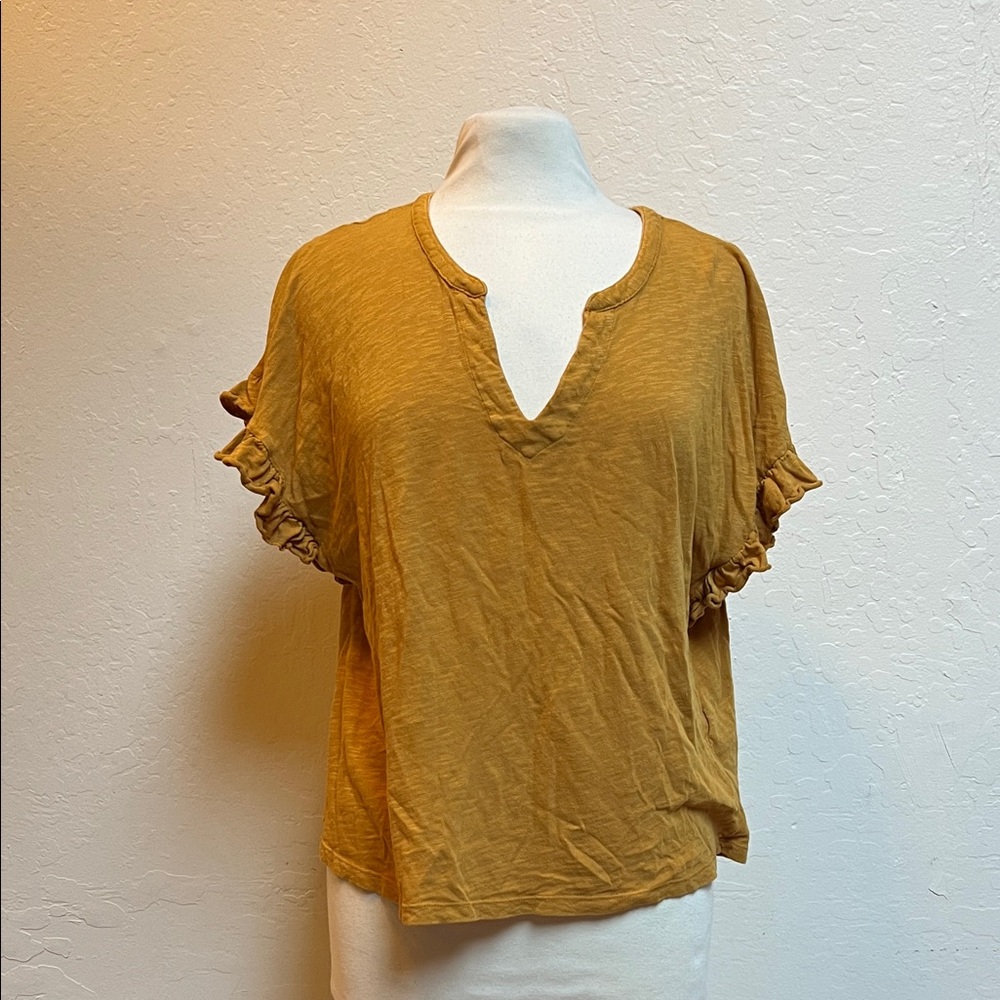 Pilcro Anthropologie mustard shirt